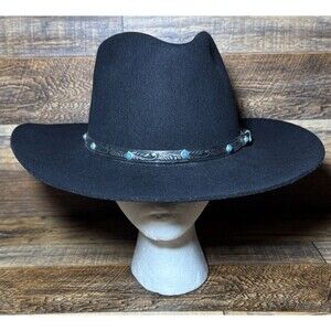 Vintage Bradford Western by Resistol‎ Cowboy Hat Black Felt Size 7 3/8